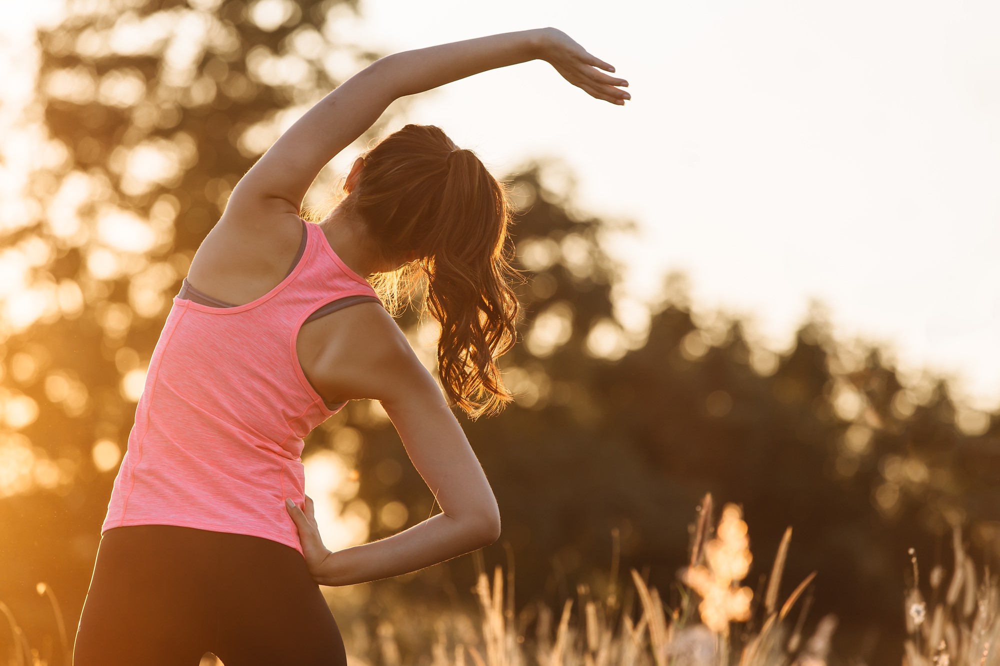 Woman stretching outside